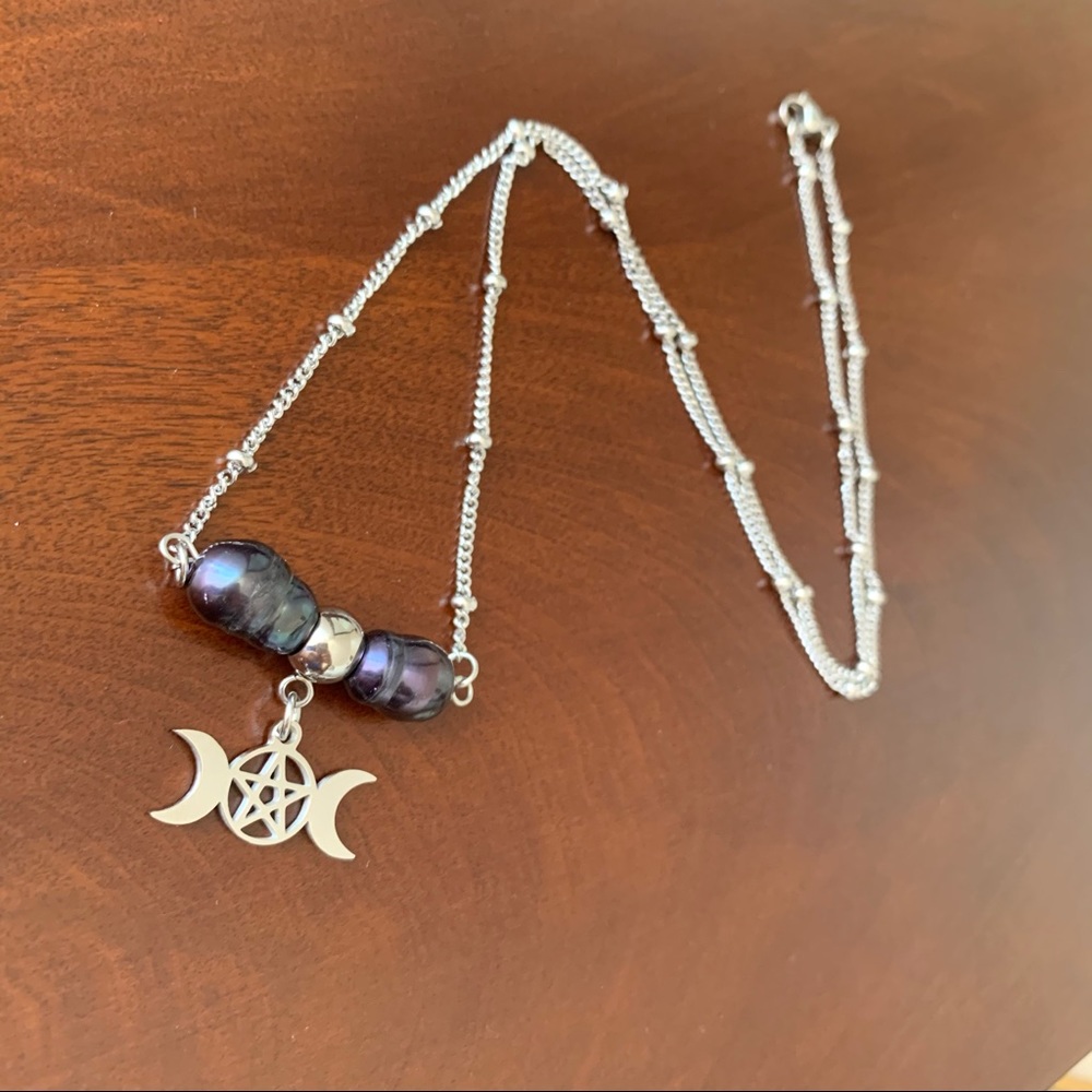 crescent triple moon goddess necklace